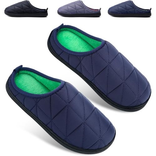 Kalanka-Chaussons Homme Pantoufles Hiver Chaussures Chaudes Femme Chaussons À Mémoire De Forme, Laine En Peluche Doublée Bicolore Antidérapante