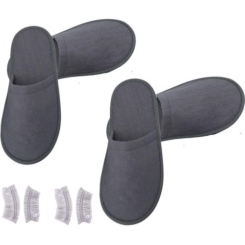 Kalanka-Chaussons Invités,2 Paires Pantoufles Pour Invités,Chaussons Jetables En Coton Épais,Chaussons Hotel De Qualité Supérieure,Pantoufles Intérieur Et Antidérapants Pour Hommes Et Femmes