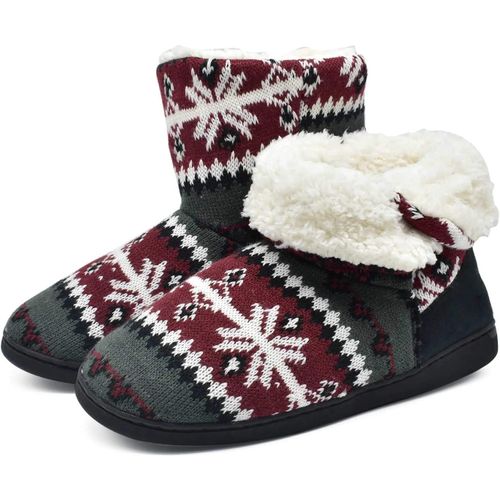 Kalanka-Chausson Pantoufles Femmes Chaudes D'hiver Chaussures De Maison Des Madame Doublure En Fourrure