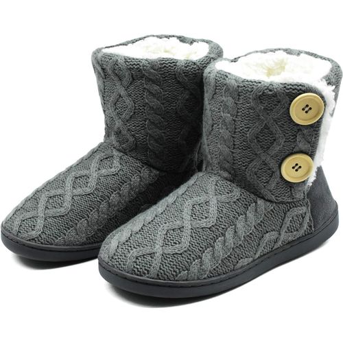 Kalanka-Chausson Pantoufles Femmes Chaudes D'hiver Chaussures De Maison Des Madame Doublure En Fourrure