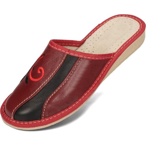 Kalanka-Chaussons Femme Pantoufles Cuir Mules Chaussures Maison Éco Blanc Noir Beige Rouge Marron 36 37 38 39 40 41 Eu