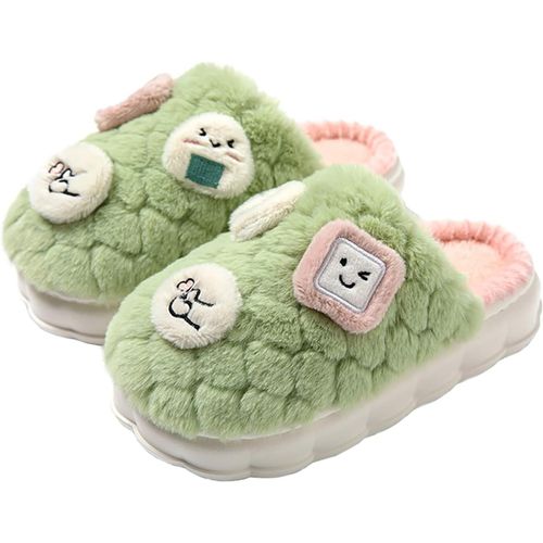 Kalanka-Chausson Femmes Pantoufle Hommes Hiver Confortable Duveteux Sans Glissement Chaussures Adulte