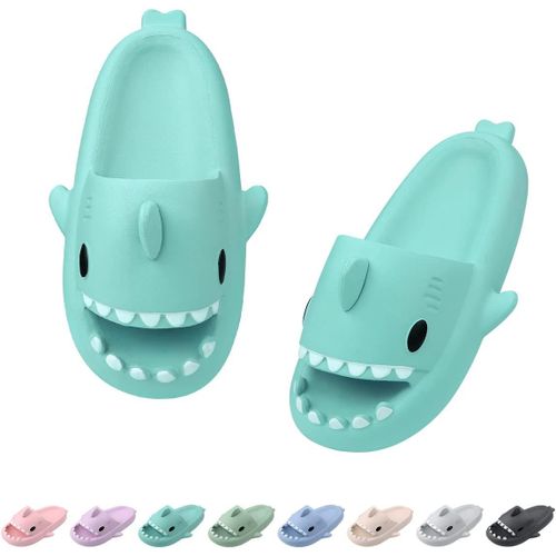 Kalanka-Shark Cloud Slippers Pantoufles De Douche Claquettes Requin Femme Homme Antiderapant Soft Chaussons Ergonomique Pillow Slides Été Chaussures De Piscine Plage Sandales