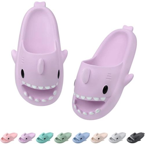 Kalanka-Shark Cloud Slippers Pantoufles De Douche Claquettes Requin Femme Homme Antiderapant Soft Chaussons Ergonomique Pillow Slides Été Chaussures De Piscine Plage Sandales