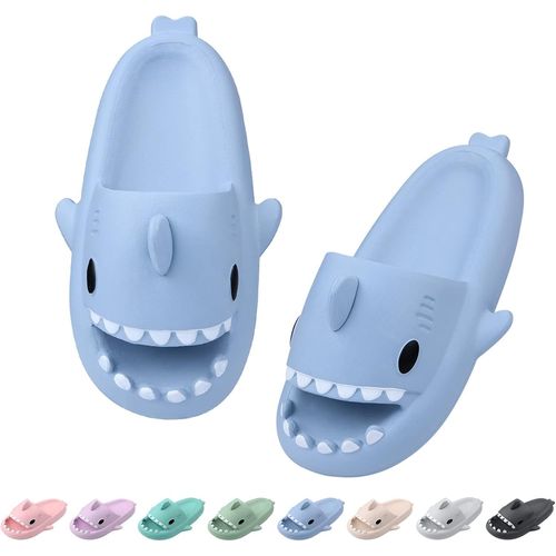 Kalanka-Shark Cloud Slippers Pantoufles De Douche Claquettes Requin Femme Homme Antiderapant Soft Chaussons Ergonomique Pillow Slides Été Chaussures De Piscine Plage Sandales