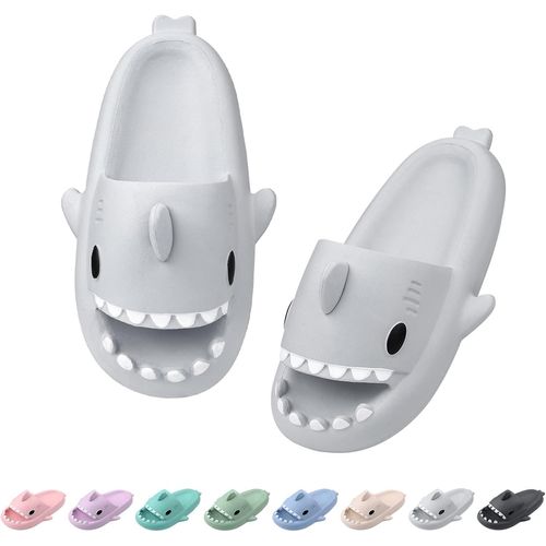 Kalanka-Shark Cloud Slippers Pantoufles De Douche Claquettes Requin Femme Homme Antiderapant Soft Chaussons Ergonomique Pillow Slides Été Chaussures De Piscine Plage Sandales