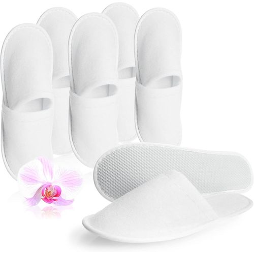 Kalanka-® Pantoufles En Éponge, Pantoufles Fermées En Blanc, Pantoufles D'hôtel - Pantoufles D'invité - Pantoufles De Bain - Pantoufles En Éponge - Unisexe