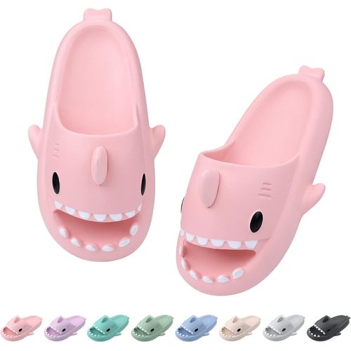 Kalanka-Shark Cloud Slippers Pantoufles De Douche Claquettes Requin Femme Homme Antiderapant Soft Chaussons Ergonomique Pillow Slides Été Chaussures De Piscine Plage Sandales