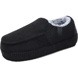 Kalanka-Chaussons Homme Confort Fermé De Rayures Chaussures Peluche Intérieur Extérieur Velours Côtelé Pantoufles Maison En Caoutchou Antidérapantes Mocassins Hiver Taille 40-48