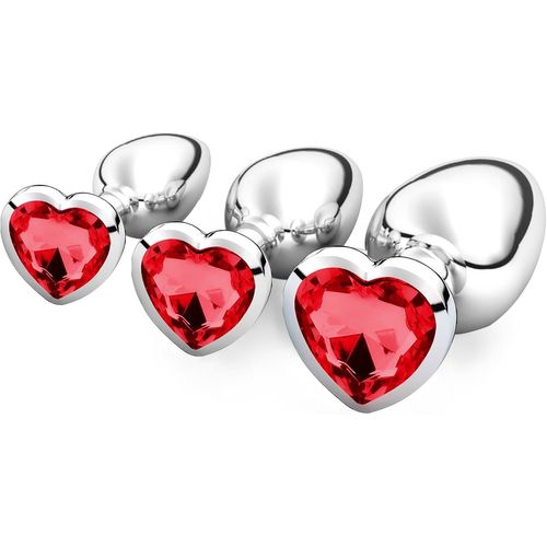 Kalanka-3 Pièces Plug Anale, Plug Anale Debutant Grand Moyenne Petite Taille Plug,Et Facilement Nettoyable,Jouets Sexuels Anaux De Luxe En Forme De Coeur Sex Toys Butt Plug Pour Homme Femme (Rouge)