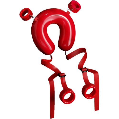 Kalanka-Bdsm Fers Ensemble De Bondage Cuir Coussin De Jambes Fendues Menottes Lit De Bondage Jouets Sexuels Pour Les Couples Attaches Amovibles (Red)