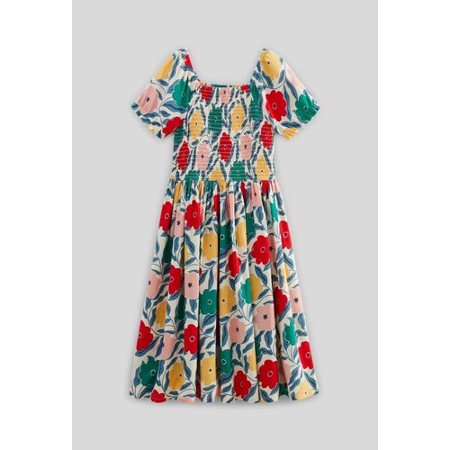 Robe Longue À Smocks Imprimée