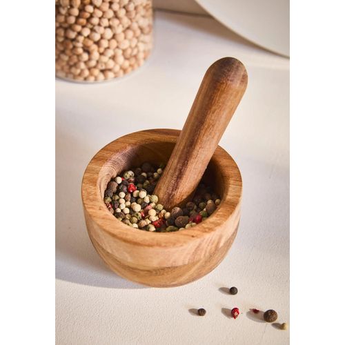 Mortier avec pilon, en bois d'acacia