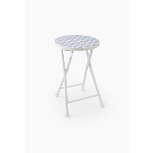 Tabouret Pliant Imprimé, 30xh45 Cm, En Métal Et Bois