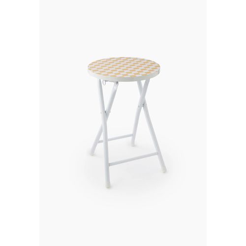 Tabouret Pliant Imprimé, 30xh45 Cm, En Métal Et Bois