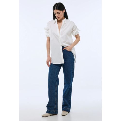 Chemise Manches Longues Unie Détails Smock Dos En Coton Bio Gots