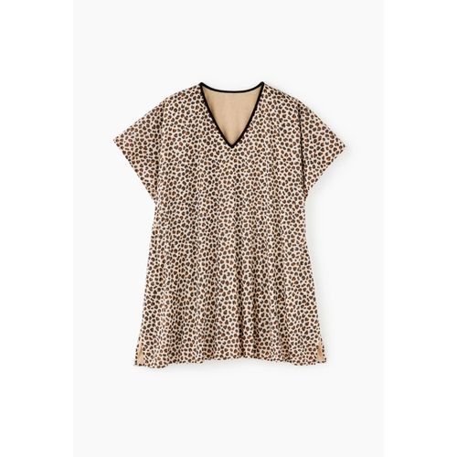 Poncho Adulte Imprimé, Taille Unique, 100% Coton Bio, Doublure Éponge Polyester