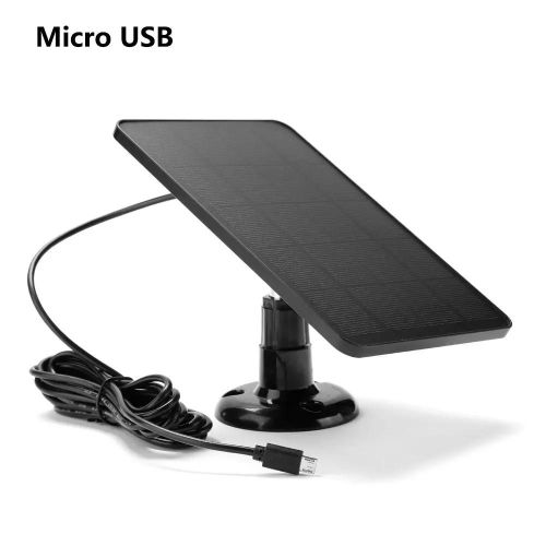 Panneau solaire Micro USB Type C extérieur DC étanche cellules solaires chargeur panneaux solaires pour caméra de sécurité petit système d'éclairage domestique-Micro USB Noir