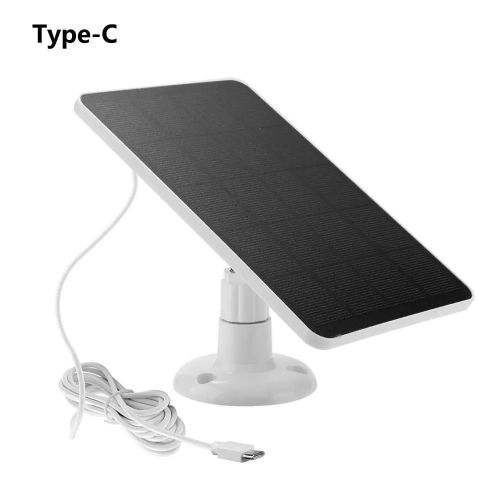 Panneau solaire Micro USB Type C extérieur DC étanche cellules solaires chargeur panneaux solaires pour caméra de sécurité petit système d'éclairage domestique-Type C Blanc