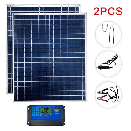 Kit De Panneaux Solaires Portables Pour Camping En Plein Air, Chargeur De Batterie Solaire, Port Usb, Montres Mobiles, Contrôleur 100a, 12v, 500w, 1000w-Kits De Contrôleur 2pc