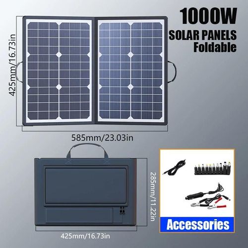 Kit de panneaux solaires pliables portables 1000W, centrale solaire complète, chargeur de générateur 18V pour voiture, bateau, caravane, Camping en plein air-Panneau solaire