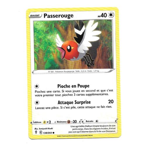 Carte Pokémon Passerouge 138/203 - Epée Et Bouclier Evolution Céleste (Vf)