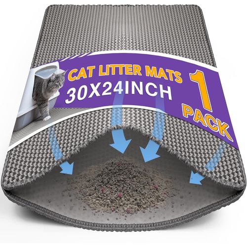 Reve Nouveau Cat Litter Mat Double Layer Waterproof Urine Proof Trapping Mat 1 Pack (Gray, 30x24 Inch)