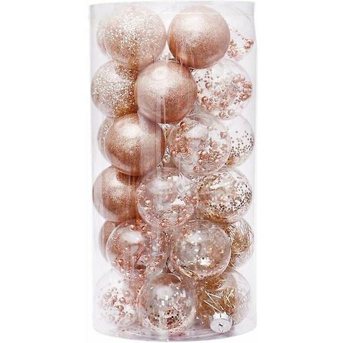 Paquet de 30 boules décoratives suspendues de 6 cm pour les vacances, les fêtes, les mariages, idéales pour décorer le sapin de Noël, avec plusieurs couleurs au choix (rose)