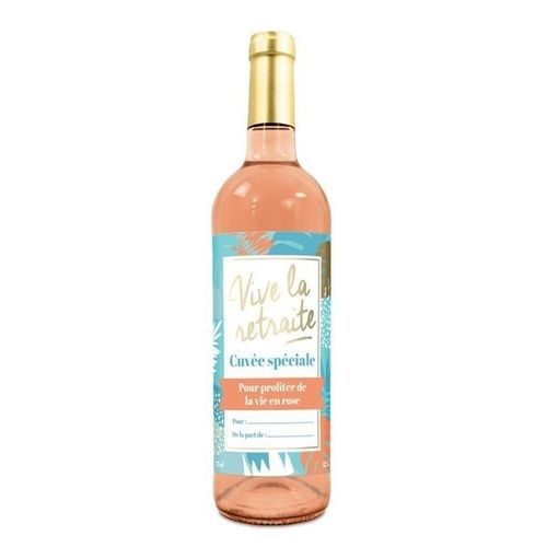 Bouteille De Vin Rosé Humoristique Vive La Retraite Personnalisable