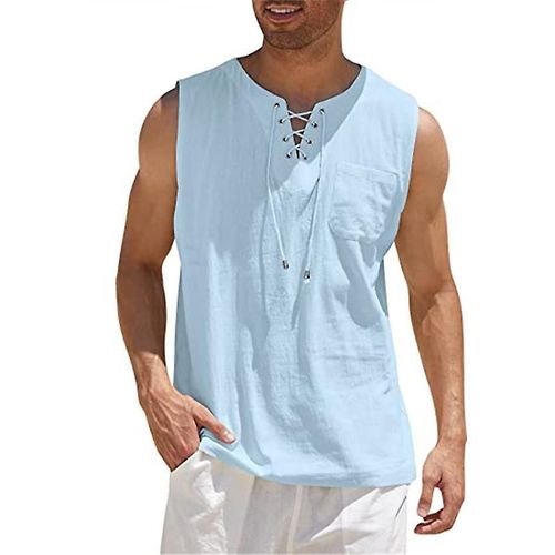 Chemise Gilet Pour Hommes Bleu Clair 3xl