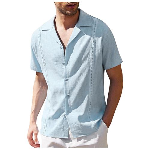 Chemise Décontractée En Lin Pour Hommes S Bleu Clair