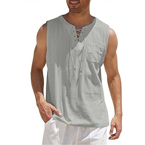 Chemise Sans Manches Pour Hommes, Gris 4xl