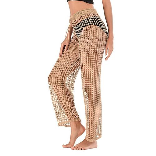 Pantalon Vide Tricoté Au Crochet À La Main, Pantalon De Plage Sexy Pour Femmes, Abricot S
