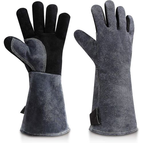 Gants En Cuir De Vache Résistant À Haute Température 500 Degrés, Ignifuges Pour Barbecue, Cuisson, Isolation Thermique, Micro-Ondes