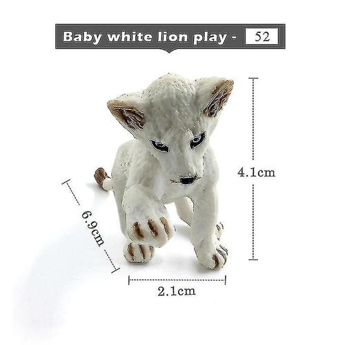 Simulation Bébé Lion Tigre Lynx Forêt Animaux Sauvages Modèle Figurine Jouets En Plastique Décoration De La Maison Accessoires Décor Cadeau Pour Les Enfants, Bébé-Blanc-Lion-Play