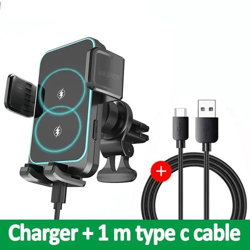 Chargeur De Voiture Sans Fil À Double Bobine 15w, Pour Samsung Galaxy Z Flip 4 3 S22 S21, Iphone, Pince Automatique, Charge Rapide Pour Voiture, Support De Téléphone-Noir