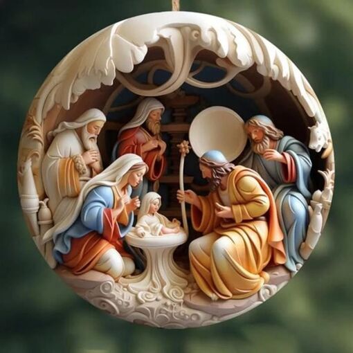 Ornement Crèche Noël Danforth - Sainte Famille En étain Main Peint