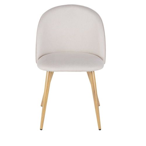 Chaise Vintage En Tissu Recyclé Beige Et Acier Imitation Chêne