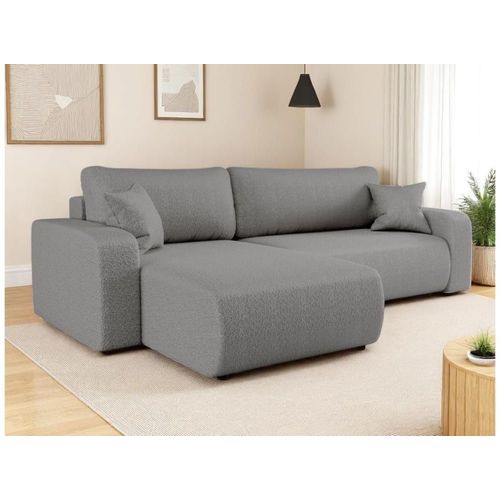 Canapé D'angle Max Réversible, Convertible En Tissu Bouclette - Gris
