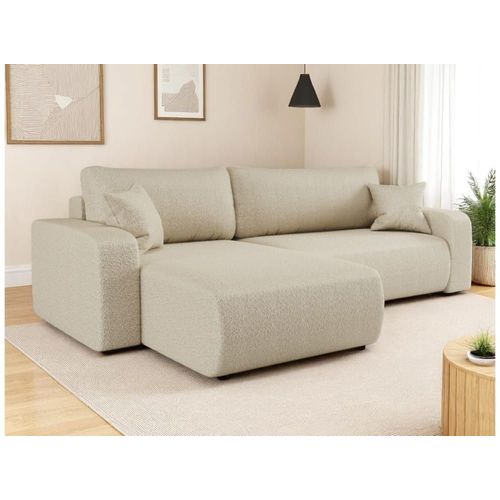 Canapé D'angle Max Réversible, Convertible En Tissu Bouclette - Beige