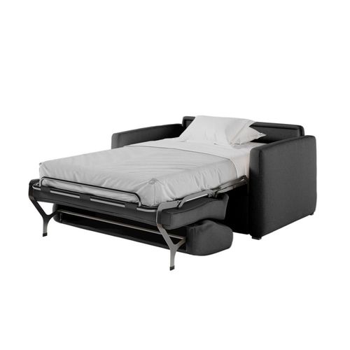 Fauteuil Convertible Couchage 100x190cm Tissu Gris Foncé Matelas 13cm