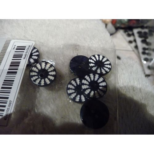 Lot 3 8 Boutons Bleu Marine Et Blanc Etoilte Diam 13