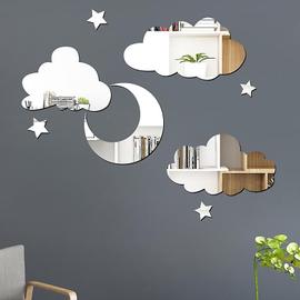 Miroir lapin nuage et papillon en cadre bois pour chambre de bébé