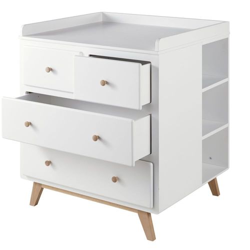 Commode À Langer Style Scandinave 4 Tiroirs Blanche