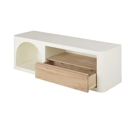Meuble Tv 1 Niche 1 Tiroir Blanc Crème