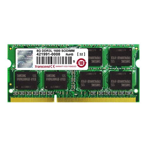 Transcend - DDR3L - module - 8 Go - SO DIMM 204 broches - 1600 MHz / PC3L-12800 - CL11 - 1.35 V - mémoire sans tampon - non ECC - pour HP ProBook 430 G1, 440 G0, 450 G0, 455 G1, 470 G0, 470 G1;...