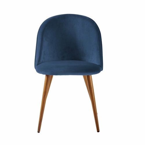 Chaise Vintage Bleu Nuit Et Acier Imitation Chêne