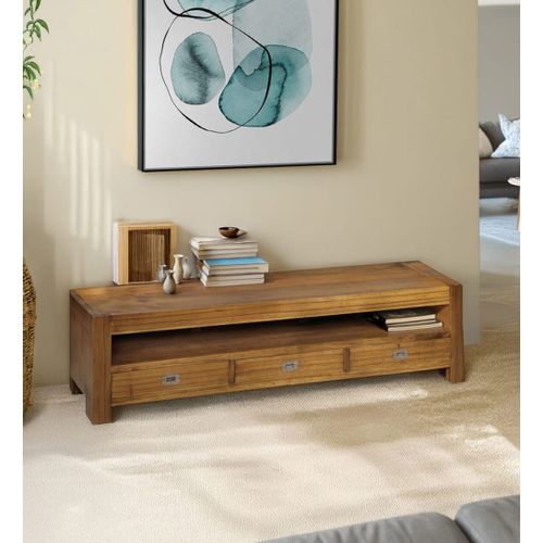 Meuble Tv En Bois De Mindi Marron L 190 Cm