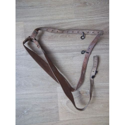 Brelage Cuir Bretelle De Suspension 11 Trous Équipement Militaire Armée Française.