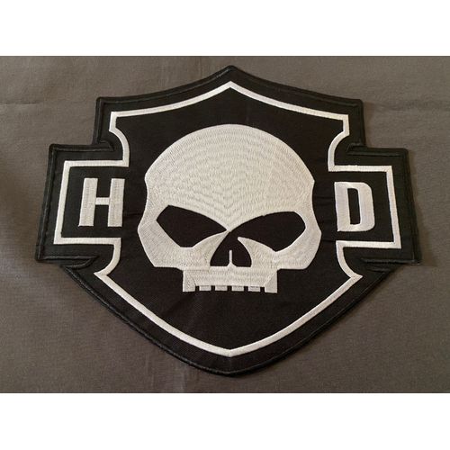 Maxi Ecusson Patch Brodé Thermocollant Harley Davidson , Modèle Tête De Mort Skull